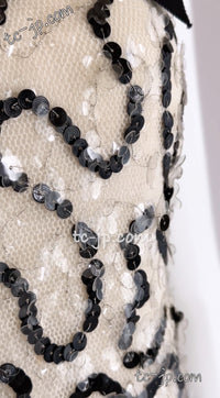 CHANEL 05C Black Ivory Embellishment Sequin Dress 36 シャネル ブラック・アイボリー・スパンコール装飾・ワンピース 即発