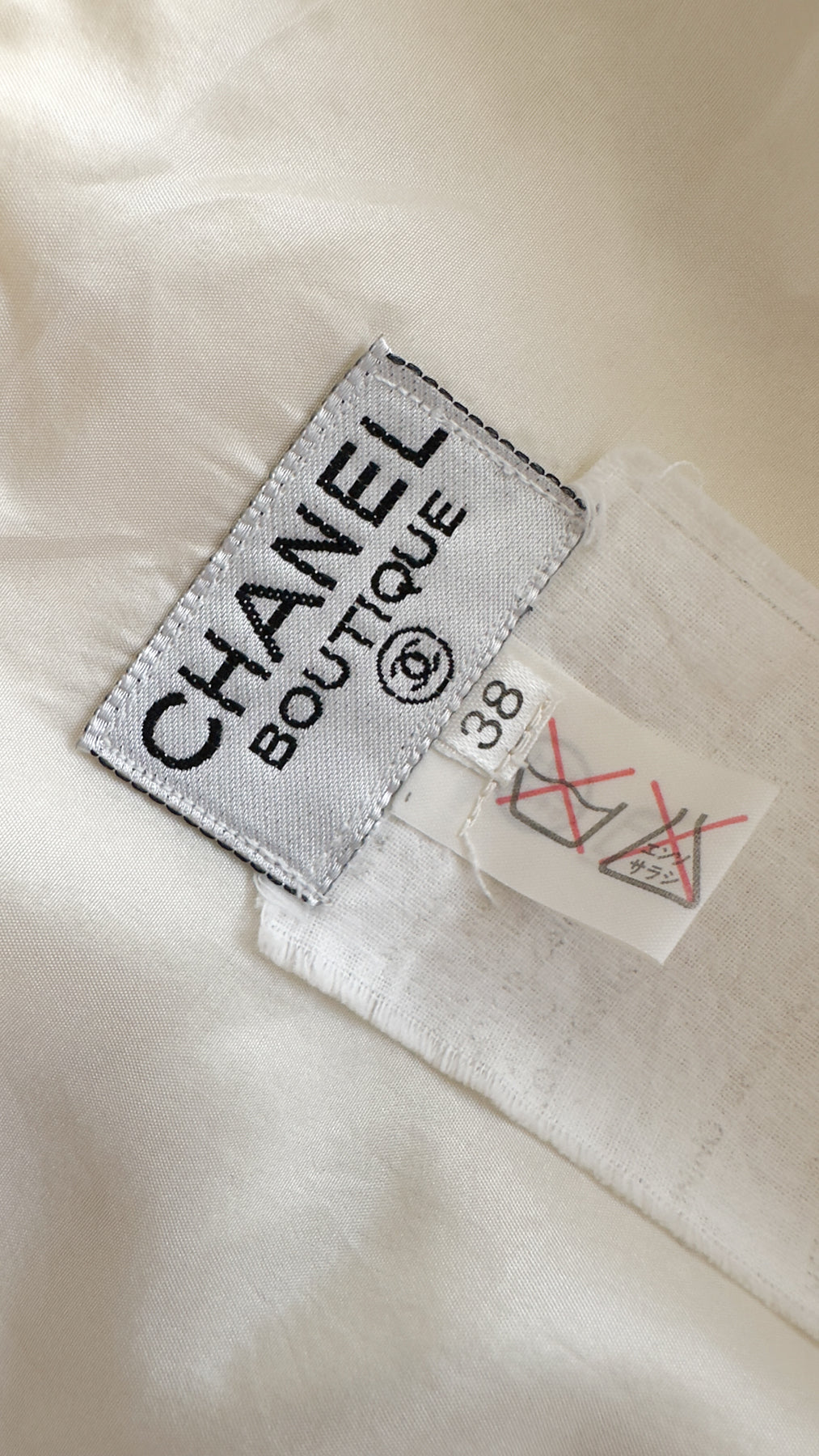 CHANEL 89S Vintage Dark Navy Ivory Creme Tweed Jacket Skirt Suit 38 40 シャネル ヴィンテージ・ダークネイビー・アイボリー・ツイード・ジャケット・スカート・スーツ