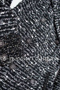 CHANEL 11A Black Gray Silk Wool Boucle Tweed Jacket Coat 36 38 シャネル ブラック グレー シルク ウール ブークレ ツイード ジャケット コート 即発