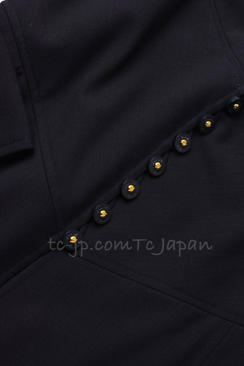 CHANEL 97S Vintage Navy Wool 100% Basic Blazer Jacket 38 40 シャネル ヴィンテージ・ネイビー・ウール100%・定番・ブレザー・ジャケット 即発 - TC JAPAN