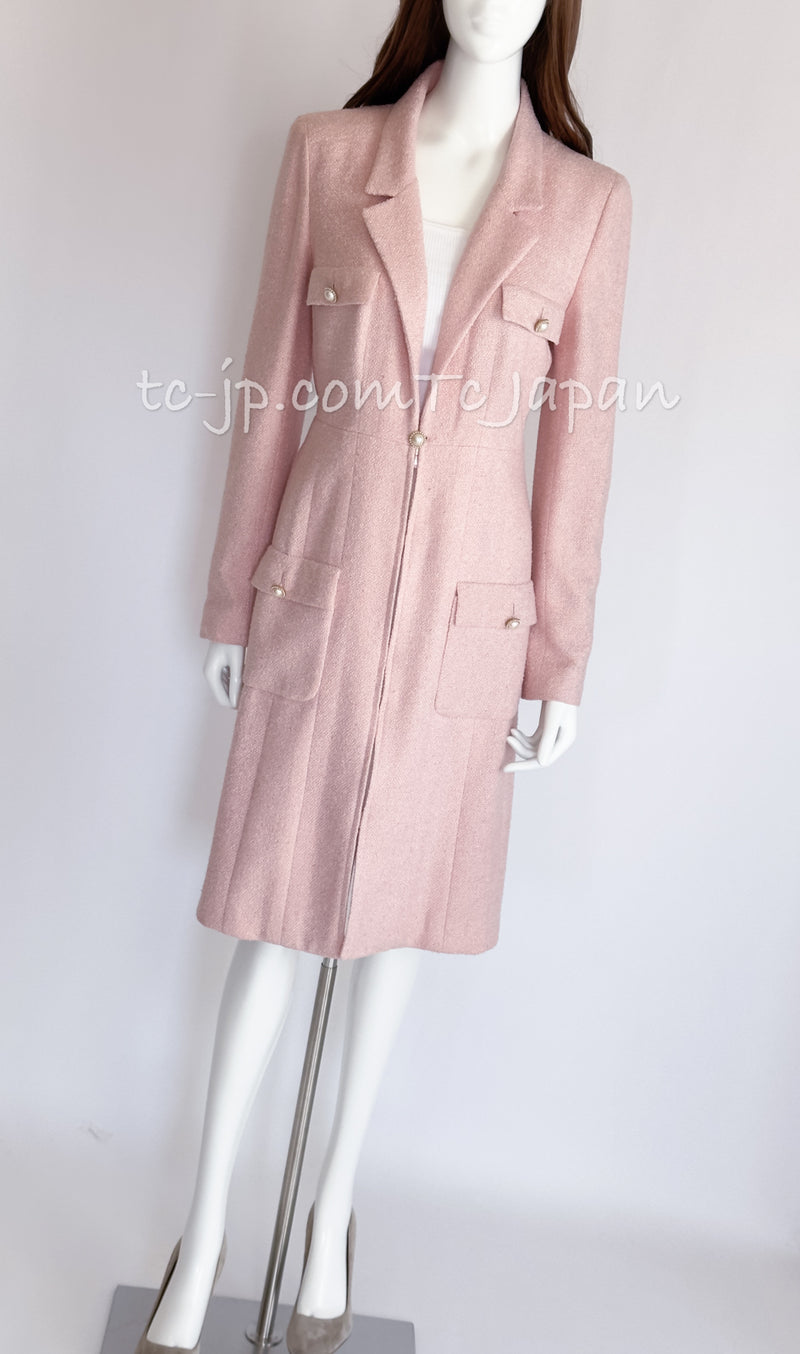 CHANEL 02S Pale Pink Zip up Tweed Jacket Coat 38 シャネル 淡いピンク・ジッパー・ツイード・ジャケット・コート 即発
