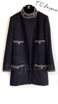 CHANEL 14C Black Stand Collar Wool Jacket Coat 36 シャネル ブラック スタンド襟 ジャケット コート 即発