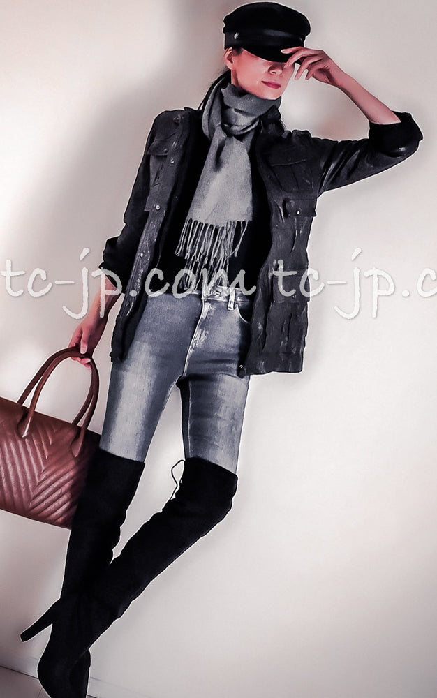 CHANEL 07A Black Lamb Skin Leather Blouson Half Coat Jacket 34 36 38 シャネル ブラック ラム スキン レザー ライダース ブルゾン ジャンバー ハーフ コート ジャケット 即発 - TC JAPAN