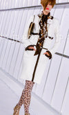 CHANEL 00A Ivory Black Trim Tweed Dress Coat with Belt 34 シャネル アイボリー ブラック トリム ベルト付 ワンピース コート 即発