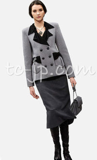 CHANEL 16B Dark Navy Bow Accents Wool Tweed Jacket 40 シャネル ダーク ネイビー リボン装飾 ウール ツイード ジャケット 即発