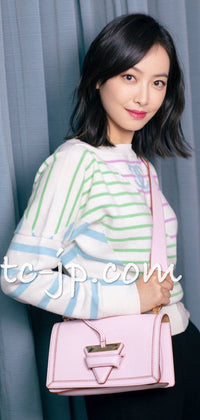 CHANEL 20C Dark Navy Fuchsia White CC Logo Cashmere Sweater 34 36 シャネル ダーク ネイビー マゼンタ ホワイト CC ロゴ カシミア セーター 即発