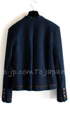 CHANEL 15PF Navy Wool Cotton Jacket 42 シャネル ネイビー・ウール・コットン・ライン入り・ジャケット