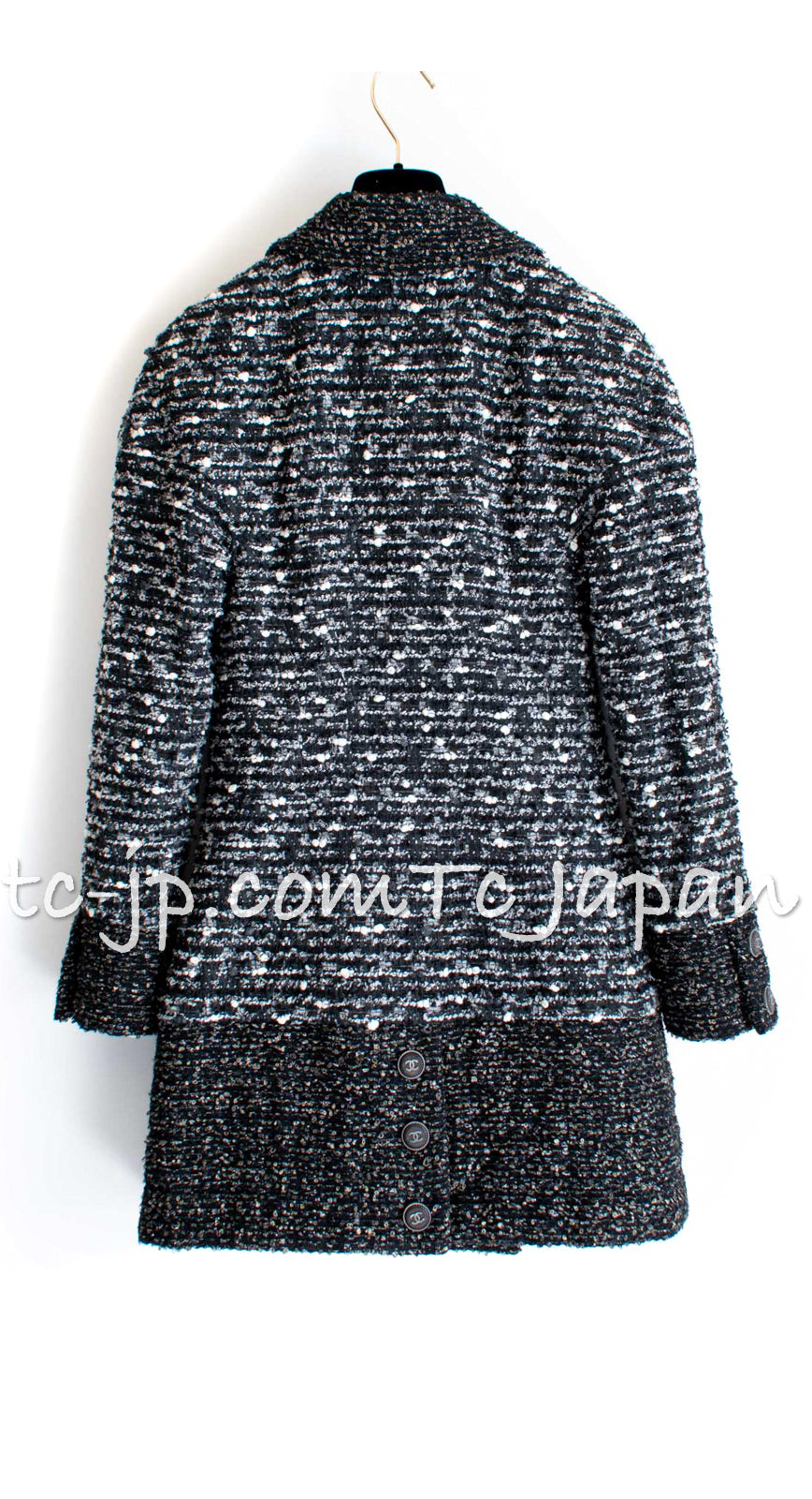 CHANEL 11A Black Gray Tweed Jacket Coat 36 38 シャネル ブラック・グレー・ツイード・ジャケット・コート  即発