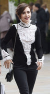 CHANEL 15PF Black Ivory Wool Alpaca Soft Stretchable Knit Tops Sweater 34 36 シャネル ブラック アイボリー ウール アルパカ ソフト ストレッチ ニット トップス セーター