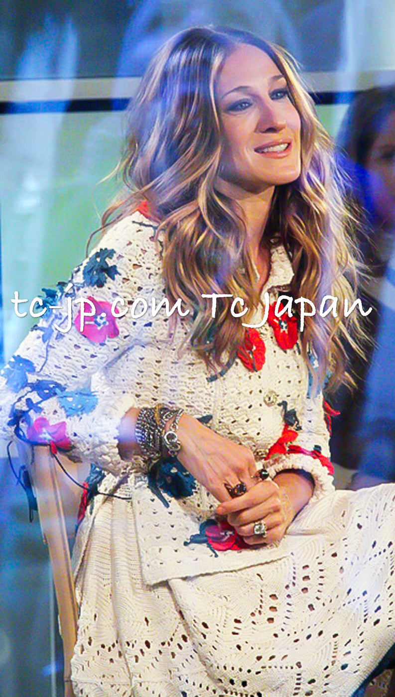 CHANEL 10S Flower Ivory Knit Sweater Tops Dress Cardigan 36 シャネル 花柄アップリケ・アイボリー・ニット・セーター・トップス・カーディガン・ワンピース 即発 - TC JAPAN