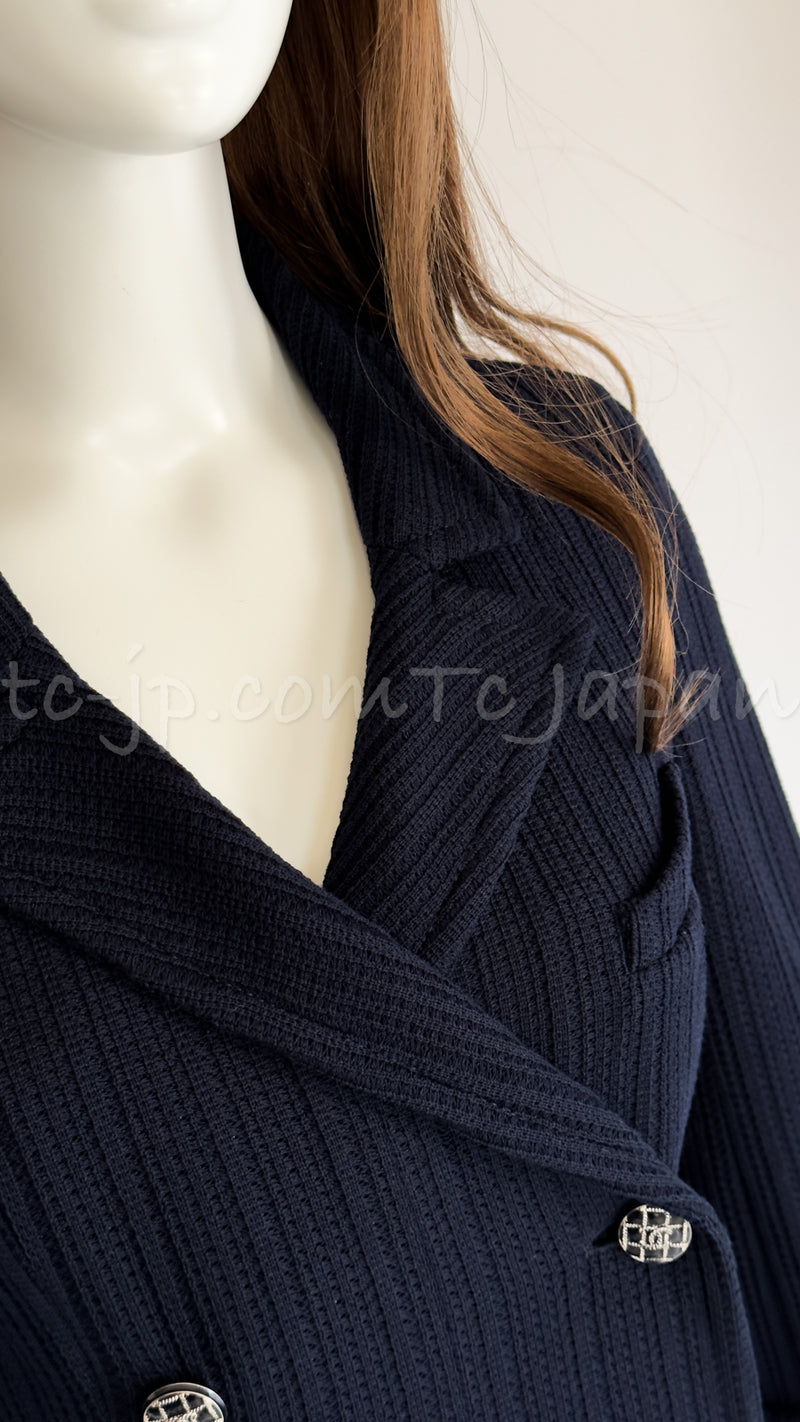 CHANEL 13S Navy Double Cotton Jacket 34 36 シャネル ネイビー・ダブル・コットン・ジャケット 即発