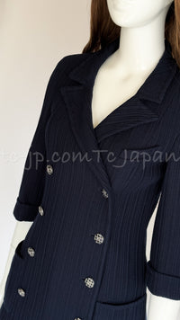 CHANEL 13S Navy Double Cotton Jacket 34 36 シャネル ネイビー・ダブル・コットン・ジャケット 即発
