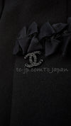 CHANEL 08PF $10K Black Wool Cashmere Braid Trimming Coat 38 40 シャネル ブラック・ウール・カシミア・ブレイドトリミング・コート