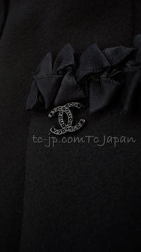 CHANEL 08PF $10K Black Wool Cashmere Braid Trimming Coat 38 40 シャネル ブラック・ウール・カシミア・ブレイドトリミング・コート