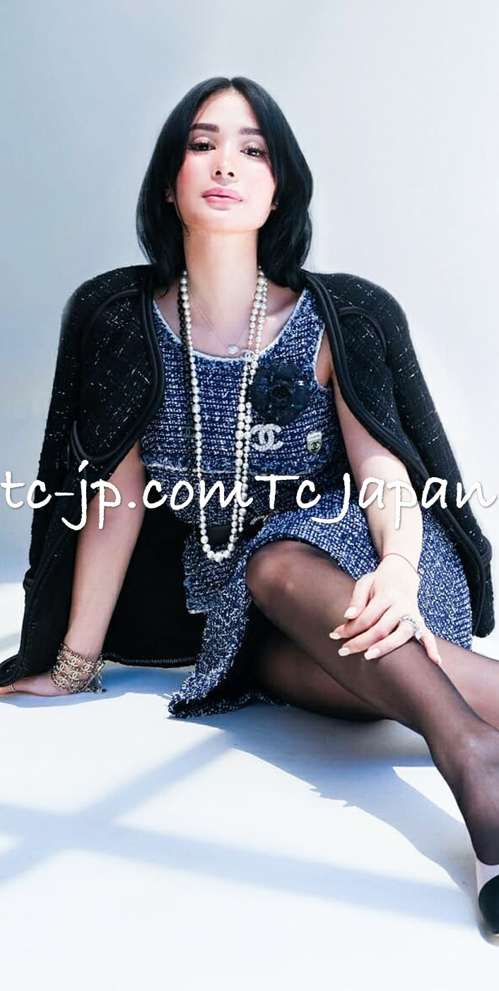 CHANEL 15B Black Wool Piping Collarless Jacket 34 36 38 シャネル ブラック ウール パイピング ノーカラー ジャケット 即発