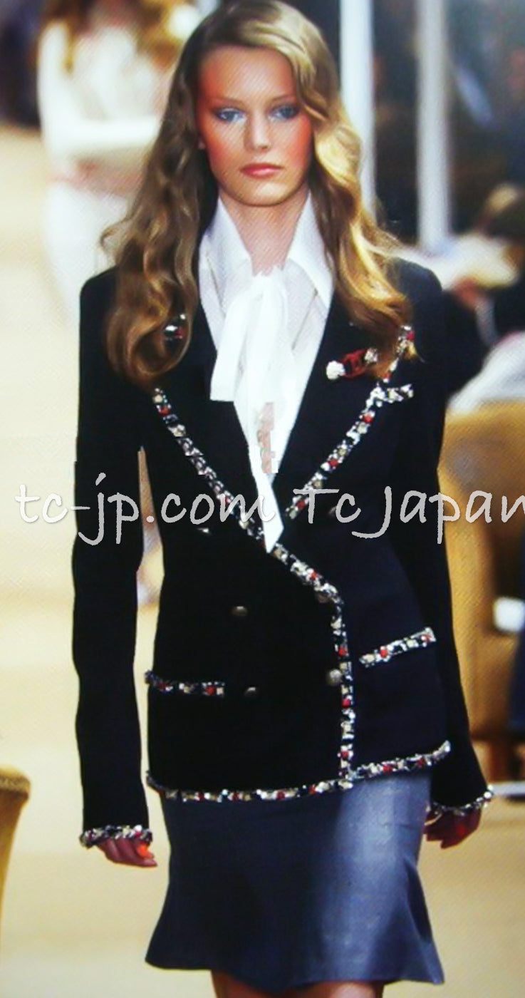 シャネル ビジュー付きブラック・ ジャケット CHANEL 05C Black Wool Beaded Trim Jacket Collectors  – TC JAPAN