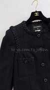 CHANEL 08PF $10K Black Wool Cashmere Braid Trimming Coat 38 40 シャネル ブラック・ウール・カシミア・ブレイドトリミング・コート