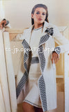 CHANEL 04A Ivory Black Wool 100% Tweed Coat 36 38 40 シャネル アイボリー ブラック ウール100% ツイード コート 即発