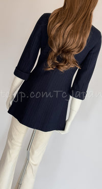 CHANEL 13S Navy Double Cotton Jacket 34 36 シャネル ネイビー・ダブル・コットン・ジャケット 即発