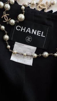 CHANEL 08PF $10K Black Wool Cashmere Braid Trimming Coat 38 40 シャネル ブラック・ウール・カシミア・ブレイドトリミング・コート