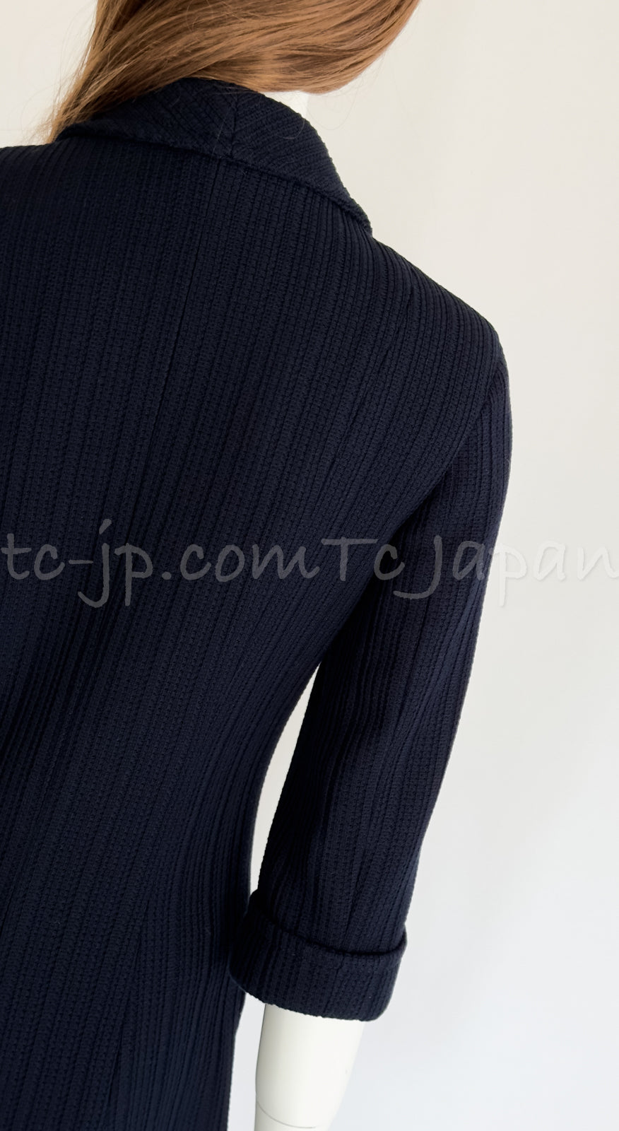 CHANEL 13S Navy Double Cotton Jacket 34 36 シャネル ネイビー・ダブル・コットン・ジャケット 即発