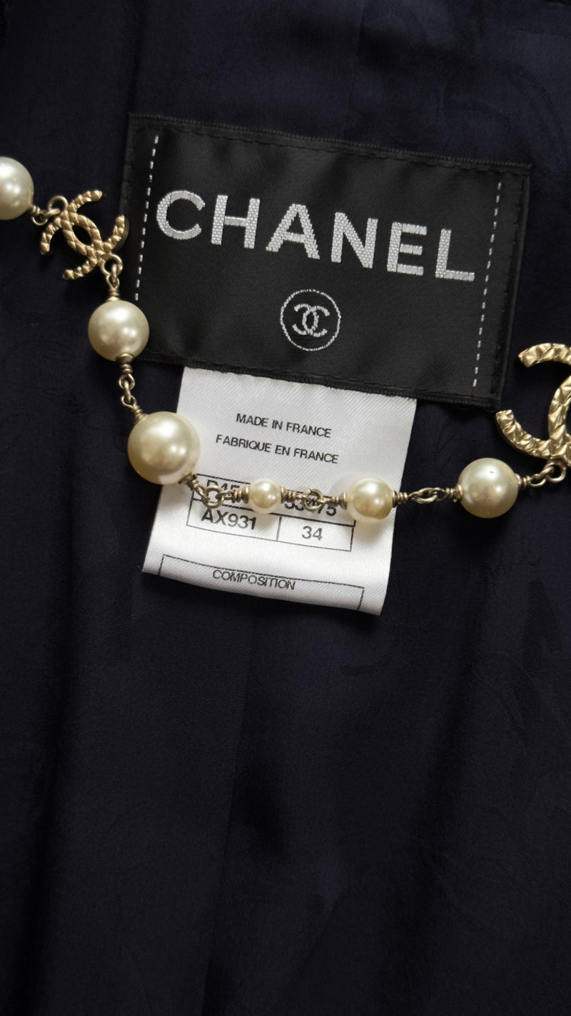 CHANEL 13S Navy Double Cotton Jacket 34 36 シャネル ネイビー・ダブル・コットン・ジャケット 即発