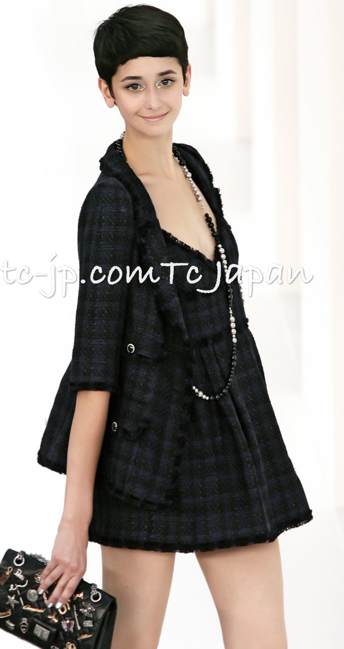 CHANEL 07S Black Fringe Cotton CC Buttons Tweed Jacket 38 シャネル ブラック フリンジ コットン ツイード ジャケット ココボタン 即発