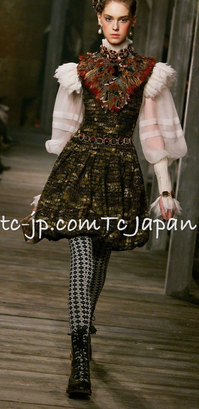 CHANEL 13PF Khaki Dark Brown Tweed Dress 34 シャネル カーキ・ダーク・ブラウン・ツイード・ワンピース 即発