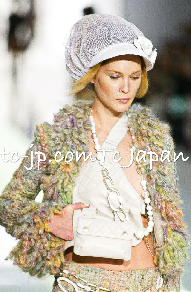 CHANEL 03A Green Multicolor Mohair Wool Jacket 36 38 シャネル グリーン マルチカラー モヘア ウール プードル ジャケット 即発