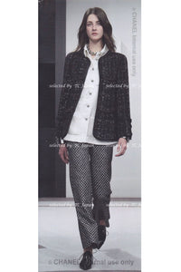 CHANEL 15B Black Wool Piping Collarless Jacket 34 36 38 シャネル ブラック ウール パイピング ノーカラー ジャケット 即発
