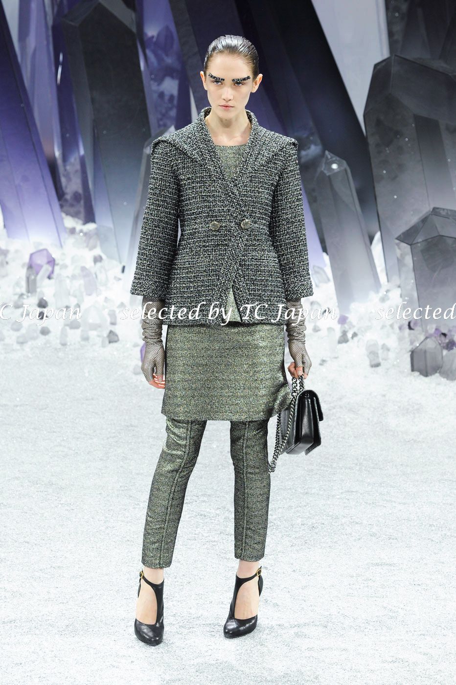 CHANEL 12A Gray Black Silver Gold Metallic Tweed Jacket 38 シャネル グレー ブラック シルバー ゴールド メタリック ツイード ジャケット 即発