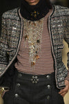 CHANEL 18PF Black Gray Pink Silver Metallic Tweed Jacket 40 42 シャネル ブラック グレー ピンク シルバー メタリック ツイード ジャケット 即発