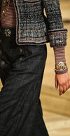 CHANEL 18PF Black Gray Pink Silver Metallic Tweed Jacket 40 42 シャネル ブラック グレー ピンク シルバー メタリック ツイード ジャケット 即発