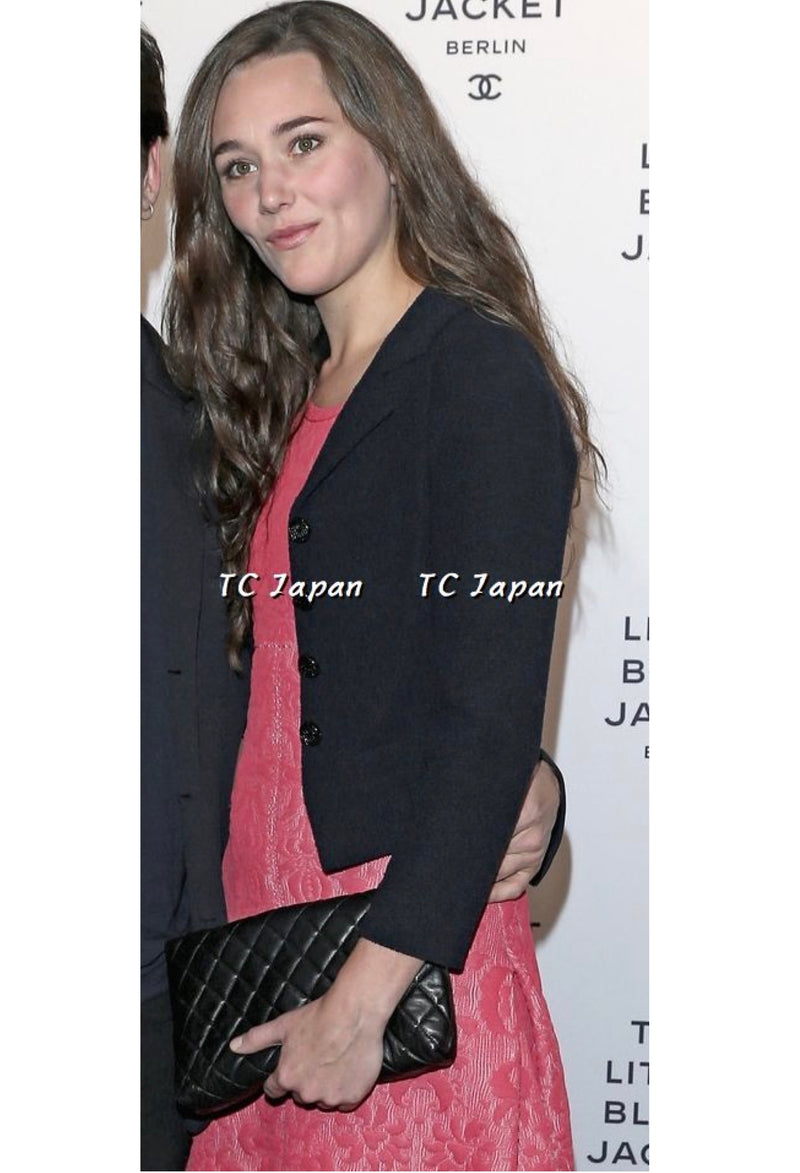 CHANEL 13C Versailles Navy Jacquard Sleeveless Dress 34 36 シャネル ベルサイユ ネイビー ジャガード ニット ノースリーブ ワンピース 即発