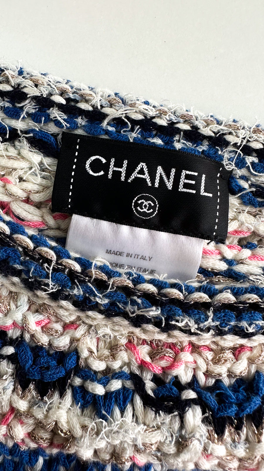 シャネル ワンピース CHANEL ブルー アイボリー ピンク マルチ シャネル ワンピース CHANEL ブルー アイボリー ピンク マルチ