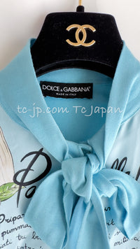 DOLCE & GABBANA Blue Pasta Knit Silk Cardigan 36 38 ドルチェ アンド ガッバーナ パスタ ニット シルク カーディガン 即発