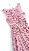 CHANEL 13C Cashmere Linen Knit Ruffle Knit A-Line Dress Pink Apricot 34 36 シャネル カシミア ピンク アプリコット 水色 ブルー  ニット ワンピース 即発