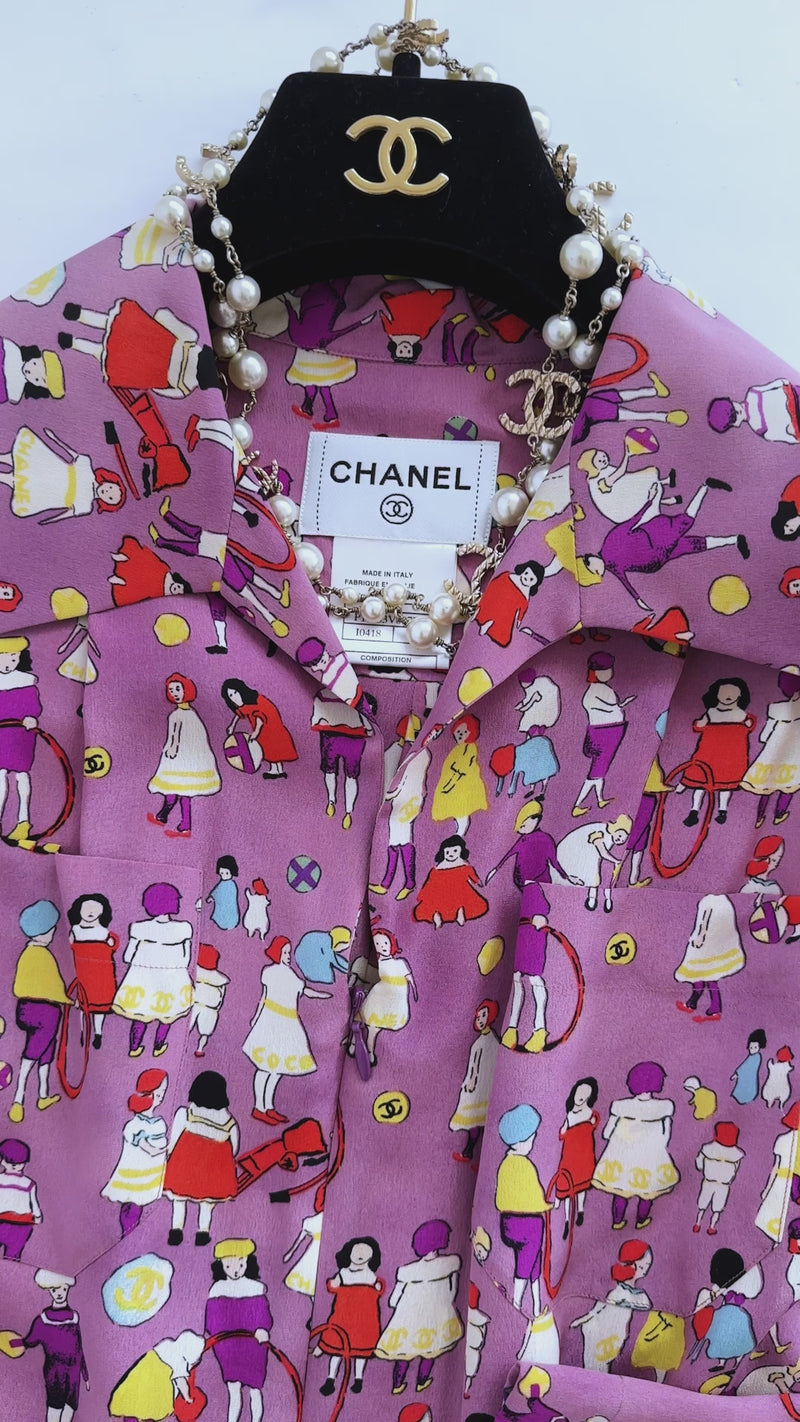 CHANEL 01S Vintage Purple Silk Blouse Shirts Tops 36 38 シャネル ヴィンテージ・パープル・シルク・ブラウス・シャツ・トップス 即発