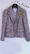 CHANEL 04A Gray Pink Lavender Multi Color Tweed Jacket 38 シャネル グレー ピンク ラベンダー マルチカラー ツイード ジャケット 即発