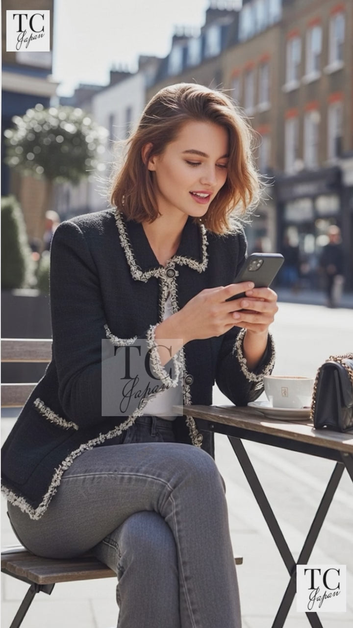 シャネル ジャケット コート CHANEL 11A ブラック ネイビー ゴールド