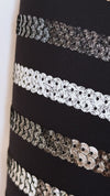 CHANEL 22C Black Sequin Glitter Stretch Jersey Jacket 38 40 42 シャネル ブラック スパンコール グリッター ストレッチ ジャージー ノーカラー ジャケット 即発