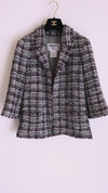 CHANEL 05A Gray Purple Tweed Jacket Skirt Suit 34 36 シャネル グレー パープル ツイード ジャケット スカート スーツ