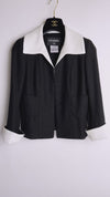 CHANEL 09S Black Ivory Two Tone Color Jacket 36 38 シャネル ブラック アイボリー 黒白 ツートンカラー ジャケット 即発