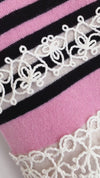 CHANEL 11C Pink Black Striped Cashmere Knit Dress 36 シャネル ピンク ブラック ストライプ ボーダー カシミア100% ニット ワンピース 即発