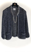 CHANEL 12S Navy Black Chain Cotton Knit Cardigan 36 シャネル ネイビー ブラック チェーン コットン ニット カーディガン 即発