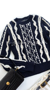 CHANEL 18PF Navy Ivory Wool Cashmere Knit Sweater 34 36 38 シャネル ネイビー アイボリー ウール カシミア ケーブル ニット セーター 即発