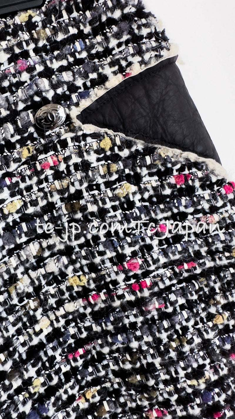 CHANEL 10A Black Ivory Multicolor Tweed Jacket Skirt 42 シャネル ブラック・アイボリー・マルチカラー・ミックス・ツイード・ジャケット・スカート 即発