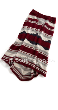CHANEL 14PF Red Gray Multicolor Cashmere Skirt 36 シャネル レッド・グレー・マルチカラー・カシミア・スカート 即発