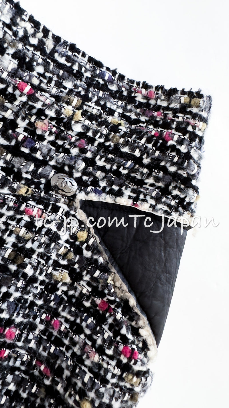CHANEL 10A Black Ivory Multicolor Tweed Jacket Skirt 42 シャネル ブラック・アイボリー・マルチカラー・ミックス・ツイード・ジャケット・スカート 即発