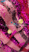 CHANEL 91A Vintage Pink Red Multicolor Tweed Skirt Matelasse Buttons 36 38 シャネル ヴィンテージ・ピンク・レッド・マトラッセボタン・ツイード・スカート 即発